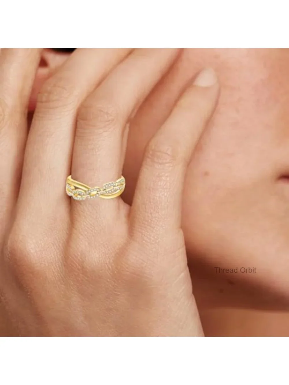 18K Gold Plated Stackable Adjustable Ring with Cubic Zirconia